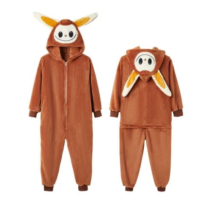  Long-Ear Brown Labubu Onesie Kigurumi Pajamas For Kids Halloween Costume