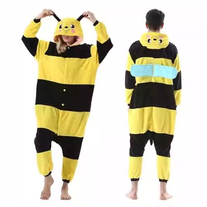 Cartoon Animal Bee Onesie Kigurumi Pajamas For Adults Halloween Costumes