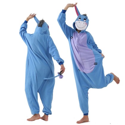 Cartoon Eeyore Onesies Kigurumi For Halloween Adults Animal Costumes Zip Up