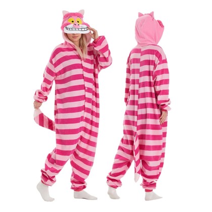 Pink Cheshire Cat Onesie Kigurumi For Halloween Adults Costumes
