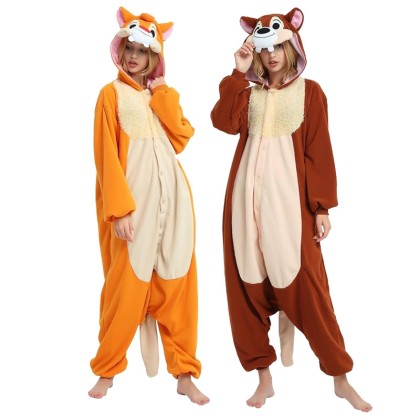 Chipmunk Onesie Kigurumi Pajamas For Halloween Couples Costumes 