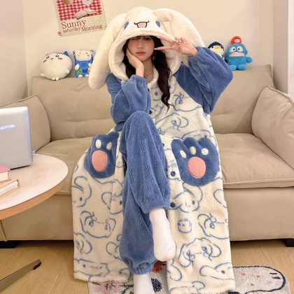 Cinnamoroll Hooded Long Robe Loungewear Set For Halloween Adults Costumes