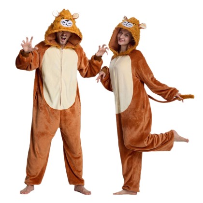 Lion Onesie Kigurumi Pajamas For Couples Halloween Costumes Zip Up