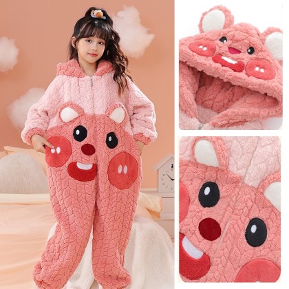 Cute Beaver Coral Fleece Onesie Pajamas For Kids Halloween Costume