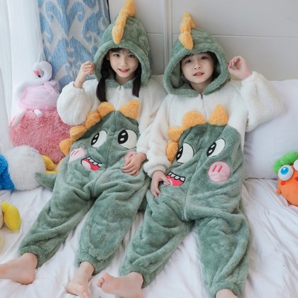 Cute Dinosaur Onesie Pajama Plush Kigurumi For Kids Boy& Girls Halloween Costume