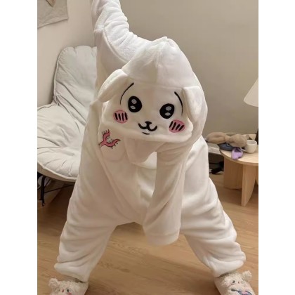 Cute Usagi Onesie Kigurumi Coral Fleece Pajamas For Adults Halloween Costume