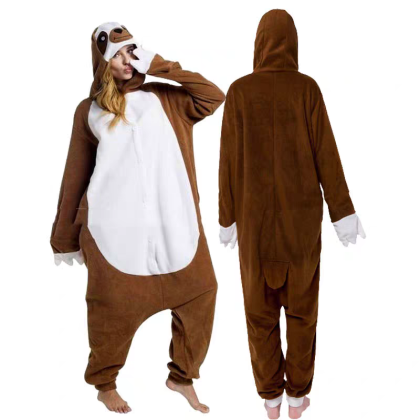 Dark Sloth Onesie Pajamas Animal Kigurumi For Adults Halloween Costume