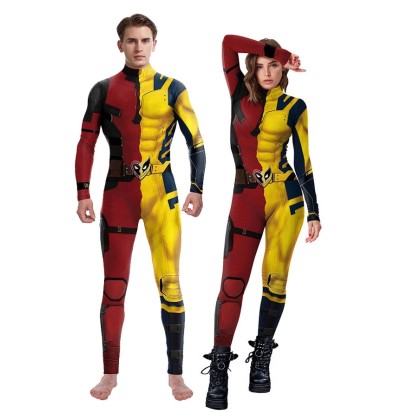 Deadpool & Wolverine Onesie Jumpsuit For Couples Matching Halloween Costumes