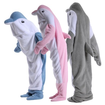 Dolphin Wearable Hoodie Sleeping Bag Blanket For Adults & Kids  Soft Cozy Costumes