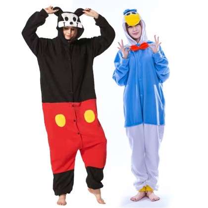 Donald Duck & Mickey Mouse Onesies Pajamas Kigurumi For Adults Halloween Group Costumes