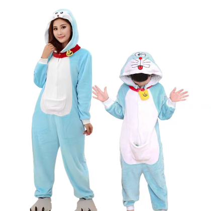 Doraemon Parent-Child Onesie Kigurumi For Halloween Cartoon Family Matching Costumes
