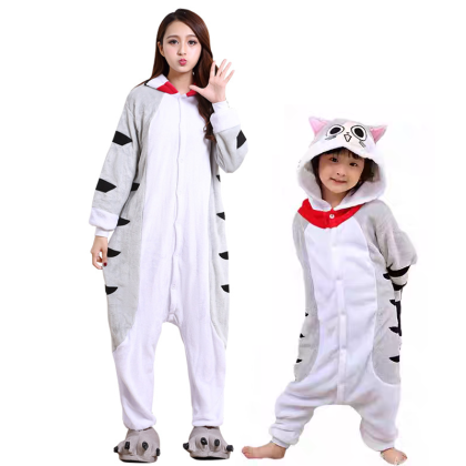 Cheese Cat Onesie Kigurumi For Adults & Kids Halloween Family Costumes