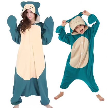 Pokemon Snorlax Onesies Pajamas Kigurumi For Family Halloween Adults & Kids Costumes