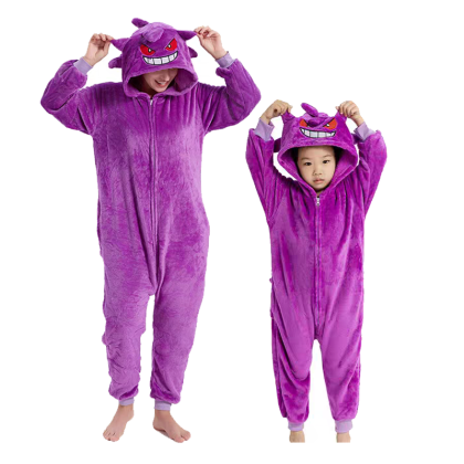 Pokemon Gengar Onesies Pajama Kigurumi Family Matching Halloween Cosplay Costumes