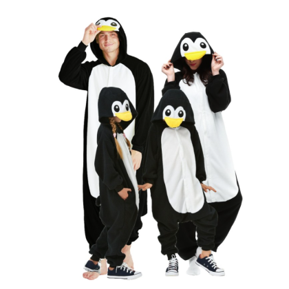 Black Penguin Onesie Kigurumi Pajamas For Matching Family Halloween Costumes