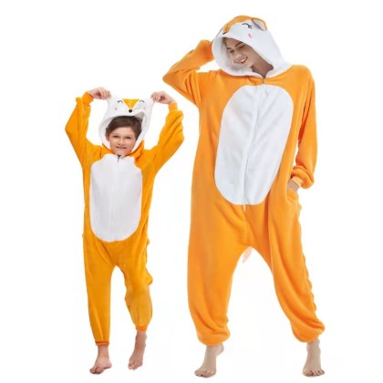 Cute Shy Fox Onesies Kigurumi For Halloween Family Animal Costumes