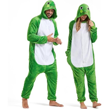 Frog Onesies Pajamas For Women Men Couples Halloween Couples Costumes