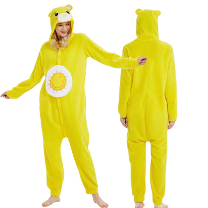 Care Bear Funshine Bear Onesie Kigurumi For Halloween Adults Cartoon Costumes