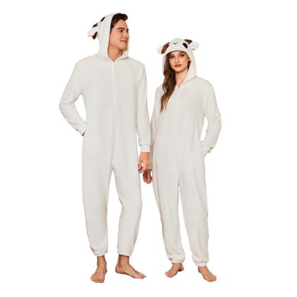 Goat Animal Onesie Fleece Pajamas Kigurumi For Adults Couples Halloween Costumes