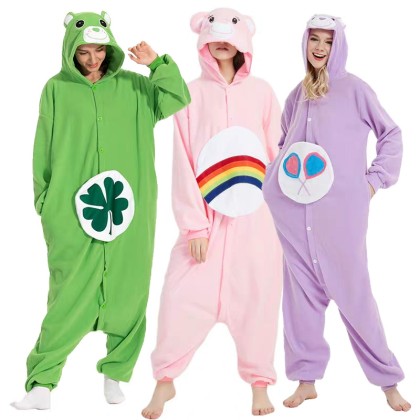 Goodluck Share Cheer Bear Onesie Kigurumi For Halloween Adults Group Costumes