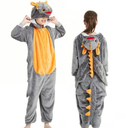 Gray Dragon Onesie Kigurumi For Halloween Kids Animal Costumes