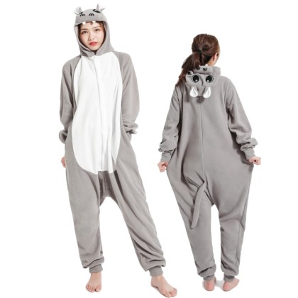 Gray Hippo Onesies Kigurumi Pajama For Men Women Halloween Costumes