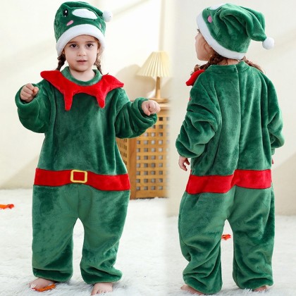 Green Elf Baby Onesie Kigurumi For Infants Christmas Halloween Costumes