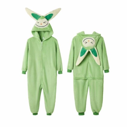Green Labubu Onesie Kigurumi Pajamas For Halloween Adult Costume