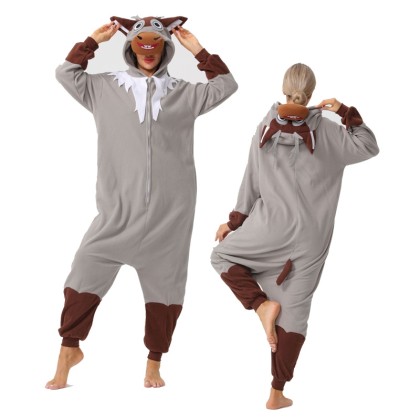 New Grey Reindeer Onesie Kigurumi For Adults Halloween Costumes
