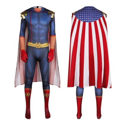 The Boys Homelander Cosplay Bodysuit with Cloak For Halloween Adult Costume