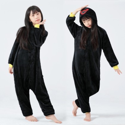 Black Poppy  Onesie Kigurumi For Halloween Kids Costumes Zip Up