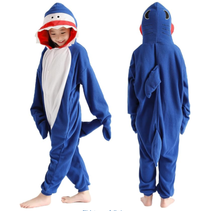 Blue Shark Onesie Kigurumi For Kids Halloween Costumes