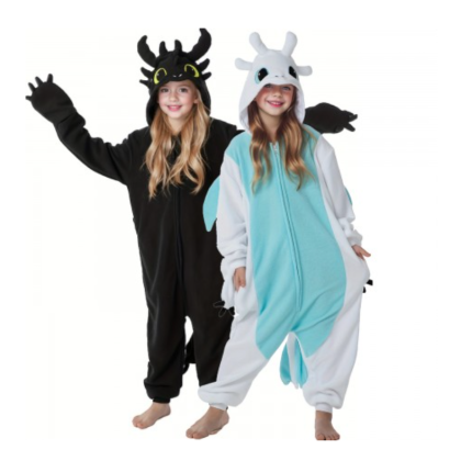 Dragon Toothless & Light Fury Onesie Kigurumi Pajamas For Partner Kids Halloween Costumes