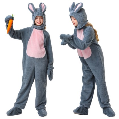 Gray Bunny Onesies For  Kids Halloween Christmas Performance Set
