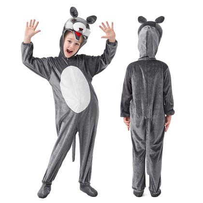 Gray Wolf Onesies Kigurumi For Halloween Kids Animal Costumes