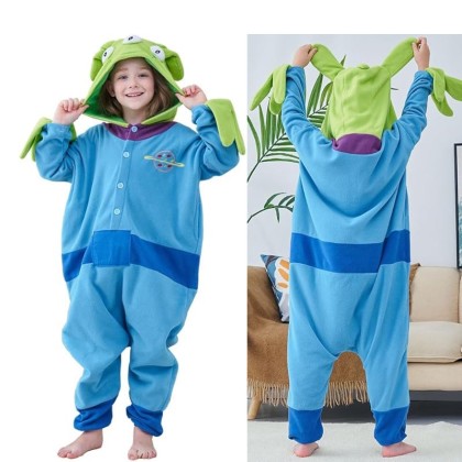 Halloween Kids Toy Story Green Alien Onesie Kigurumi Costume