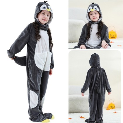 Kids' Penguin Onesie Kigurumi Hat Detachable Halloween Costume