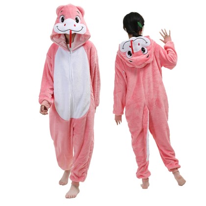 Pink Snake Onesies Kigurumi For Kids Halloween Animal Costumes