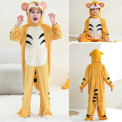 New Arrival Kids Tiger Onesie Kigurumi Costume Hat Detachable For Halloween