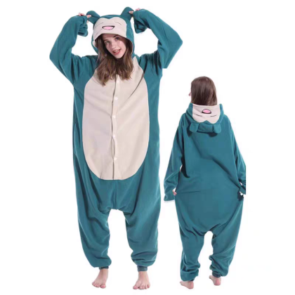Laughing Pokemon Snorlax Onesie Pajamas Kigurumi For Halloween Adults Costumes