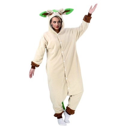 Pokemon Leafeon Onesie for Adults Halloween Cosutme