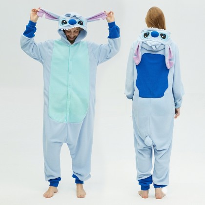 New Light Blue Stitch Onesies Kigurumi For Adults Halloween Cartoon Costumes