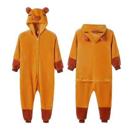 Cute Light Brown Capybara Onesie Pajama Kigurumi For Adult Halloween