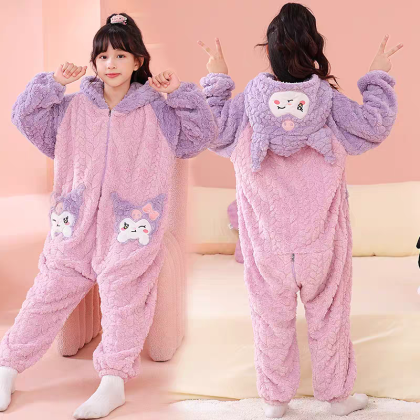 Light Purple Kuromi Onesie Pajamas Kigurumi For Kids Halloween Costumes