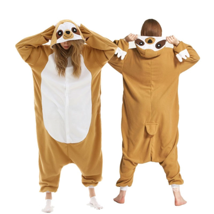 Light Sloth Onesie Pajamas Kigurumi For Adults Halloween Costume