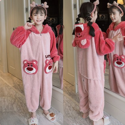 Lotso Bear Onesie Pajama Plush Kigurumi For Kids Halloween Costume