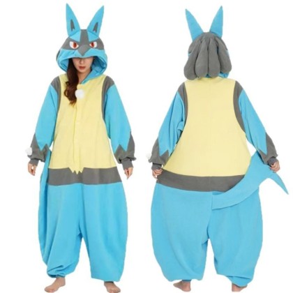 Pokemon Lucario Onesie Kigurumi Pajama For Adult Halloween Costume