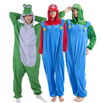 Mario & Luigi & Yoshi Onesies Costumes For Halloween Cosplay Suit Group Kigurumi