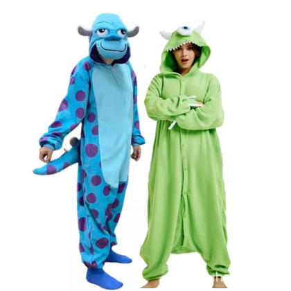Mike Wazowski & Sulley Onesie Kigurumi For Adult Halloween Couple Costumes