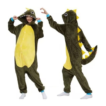 Military Green Spiky Dinosaur Onesie Pajamas For Halloween Adults Costumes